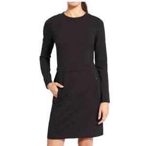 Athleta Black Ponte Wanderer Zip Up Long Sleeve Mini Dress Stretch Size Small